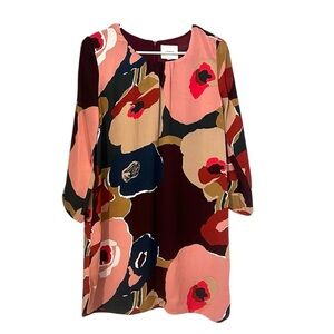 2/$30 I. Madeline- Multicolor Floral Shift Dress 3/4 Sleeves Size Small